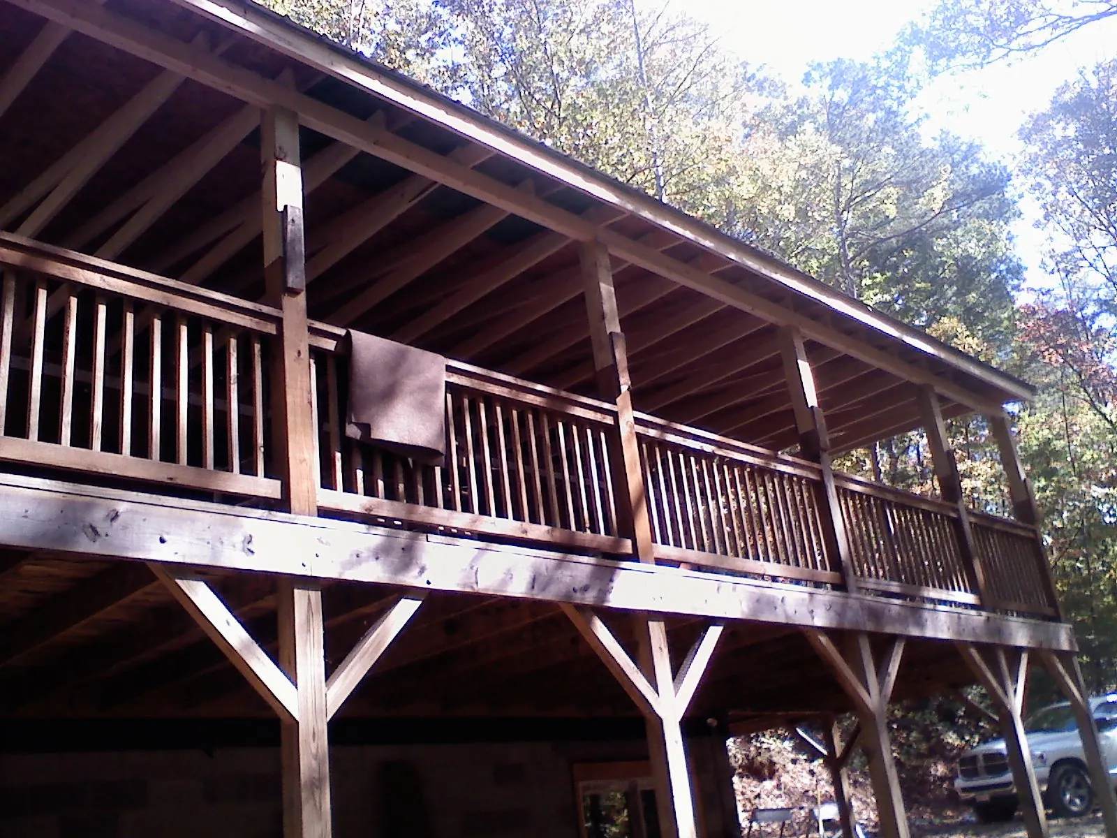 Timber framing under a new elevated porch and deck — Roof Leak Repair in Latonia by Roofing Brothers
